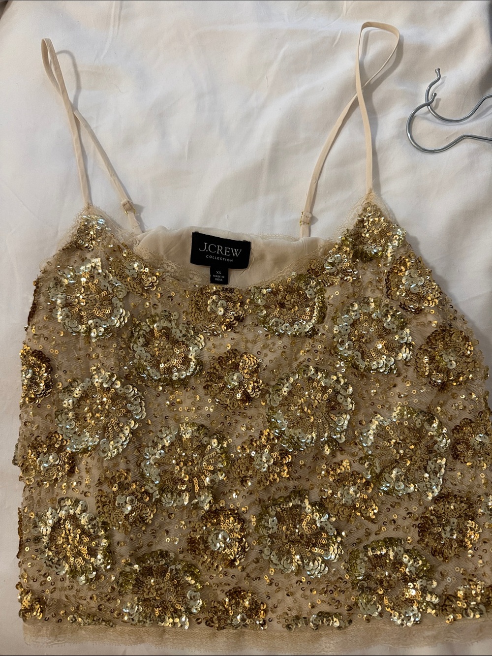 J. Crew Gold Sequin Floral Cami